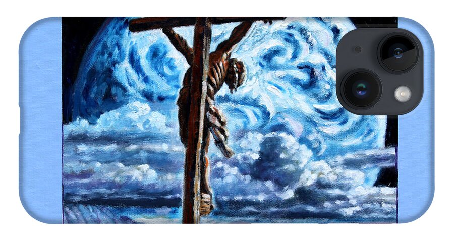 Christ Crucified iPhone Case featuring the painting Just for Love - detail by John Lautermilch