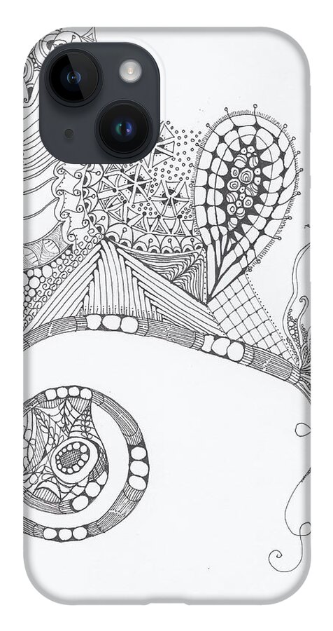 Zentangles iPhone 14 Case featuring the mixed media Keep On Rolling by Ruth Dailey