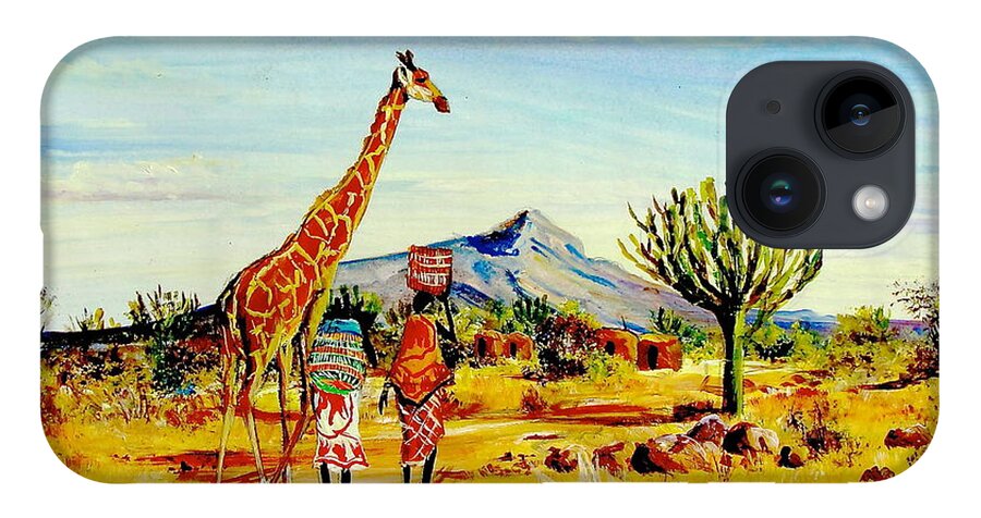 African Paintings iPhone 14 Case featuring the painting L 78 by Albert Lizah