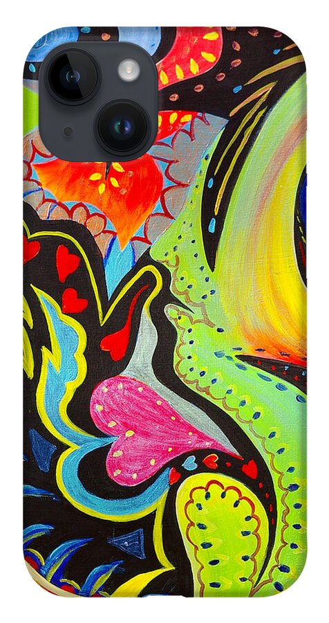 Abstract Art iPhone 14 Case featuring the painting Lady Love by Nancy Cupp