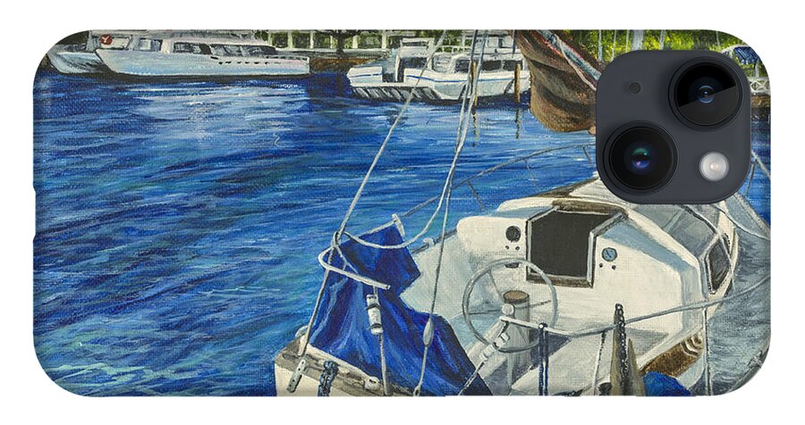 Landscape iPhone 14 Case featuring the painting Lahaina Yacht by Darice Machel McGuire