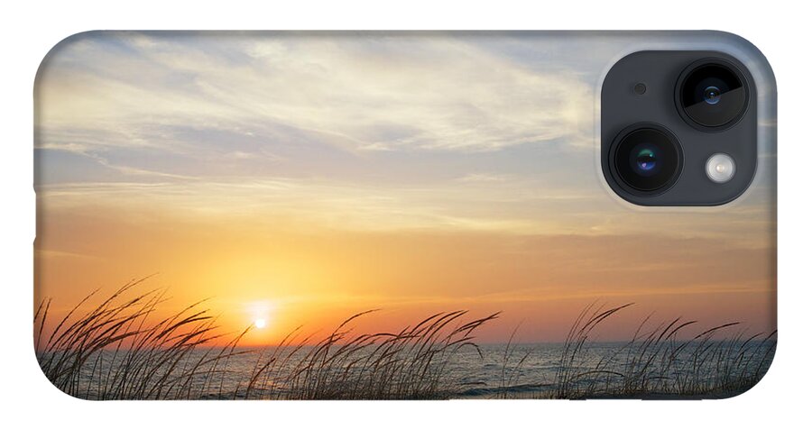 Dune iPhone Case featuring the photograph Lake Michigan Sunset with Dune Grass by Mary Lee Dereske
