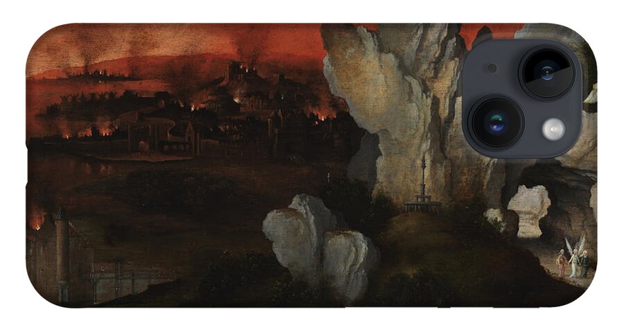 Joachim Patinir iPhone Case featuring the painting Landscape with the Destruction of Sodom and Gomorrah by Joachim Patinir