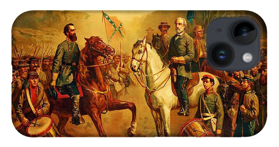 The Last Meeting Between Gen. Lee And Jackson Lithograph By J.g. Fay (1877) iPhone 14 Case featuring the painting Last Meeting Of Lee And Jackson by MotionAge Designs