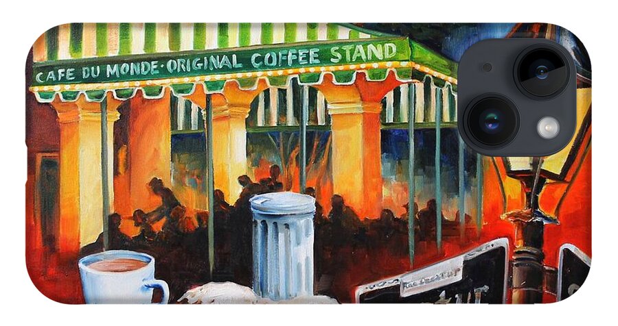 New Orleans iPhone 14 Case featuring the painting Late at Cafe Du Monde by Diane Millsap