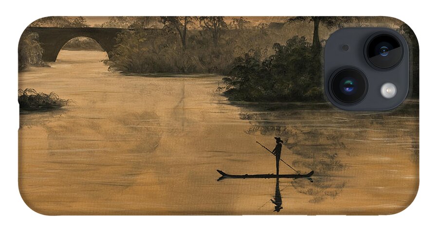 River iPhone 14 Case featuring the painting Li River China by Darice Machel McGuire