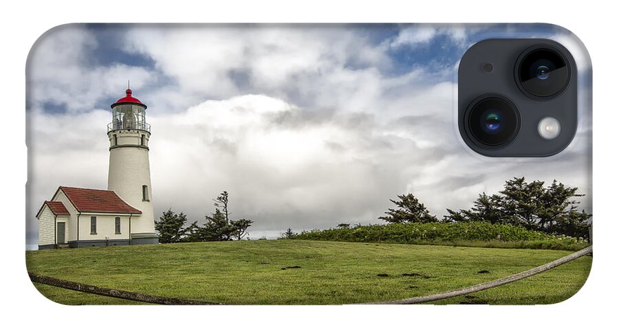 Blue iPhone Case featuring the photograph Lighthouse in the clouds by Jon Glaser