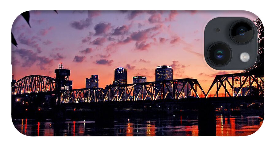 Little Rock iPhone 14 Case featuring the photograph Little Rock Bridge Sunset by Mitchell R Grosky