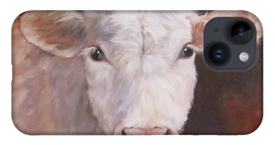 Cow Art iPhone Case featuring the painting Lizzy Has A Bad Hair Day by Cheri Wollenberg