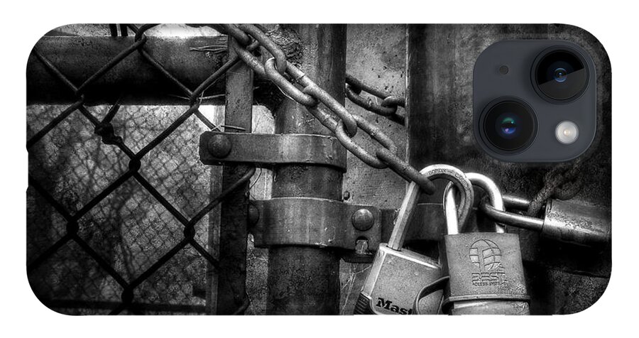 Chain iPhone 14 Case featuring the photograph Locks Locking Locks by Michael Eingle