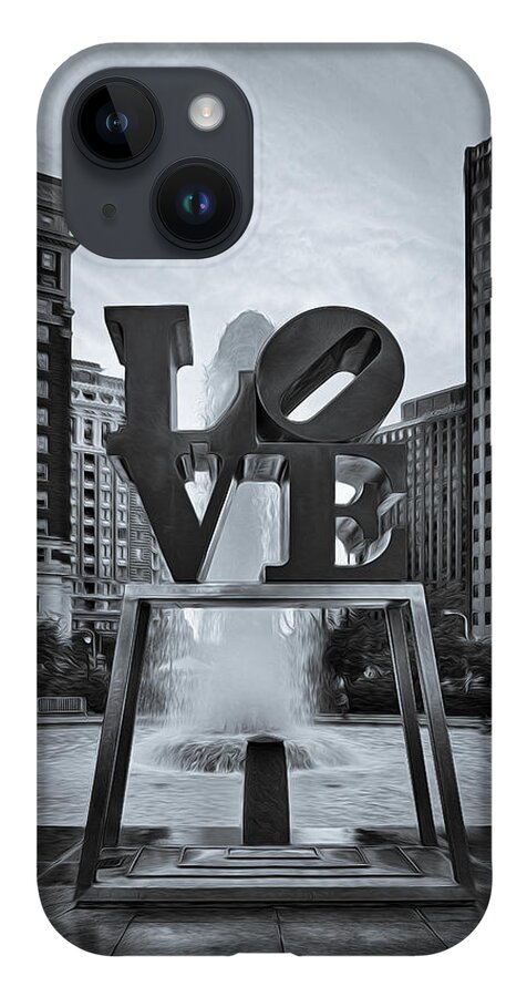 Love iPhone 14 Case featuring the photograph Love Park BW by Susan Candelario