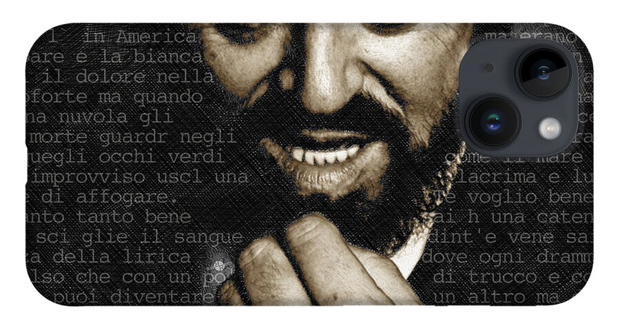 Luciano Pavarotti iPhone 14 Case featuring the painting Luciano Pavarotti by Tony Rubino