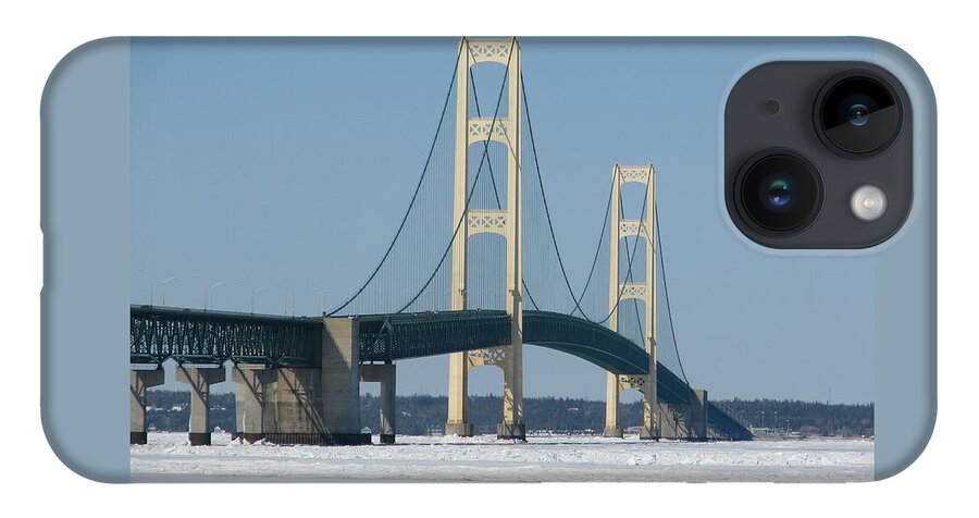 Mackinac Bridge iPhone Case featuring the photograph Mackinac Bridge in Winter by Keith Stokes