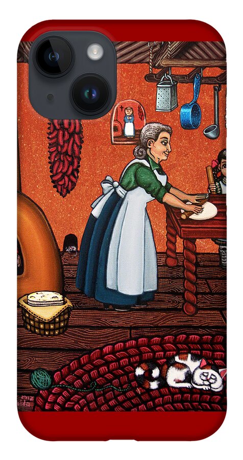 Cook iPhone 14 Case featuring the painting Making Tortillas by Victoria De Almeida