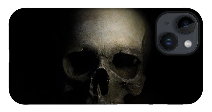 Human iPhone 14 Case featuring the photograph Male skull by Jaroslaw Blaminsky