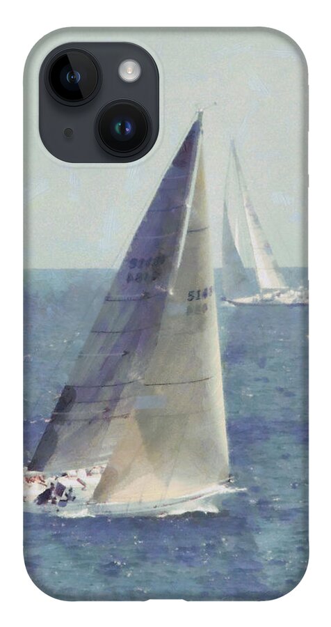 New England iPhone 14 Case featuring the photograph Marblehead to Halifax Ocean Race by Jeff Folger