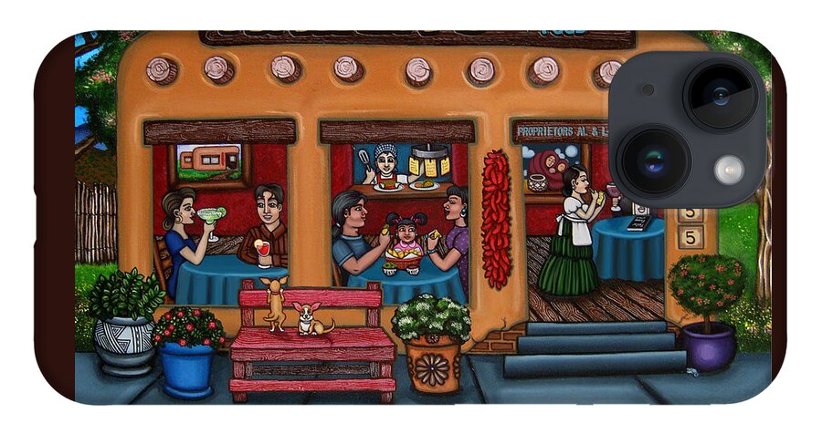 Folk Art iPhone 14 Case featuring the painting Maria's New Mexican Restaurant by Victoria De Almeida
