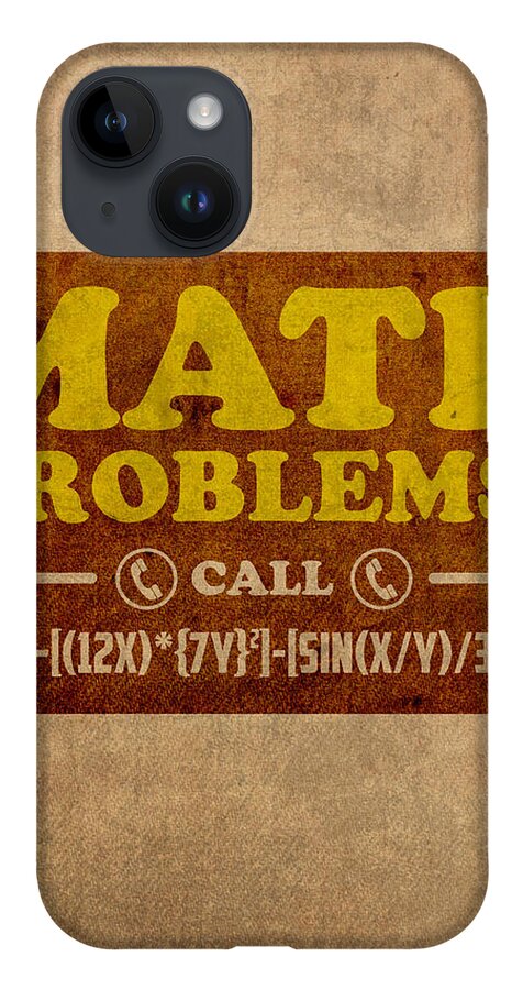 Math Problems Hotline Retro Humor Art Poster iPhone 14 Case featuring the mixed media Math Problems Hotline Retro Humor Art Poster by Design Turnpike