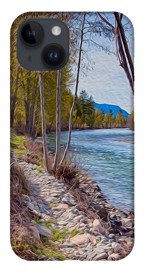 North Cascades iPhone 14 Case featuring the painting Methow River Coming From Mazama by Omaste Witkowski