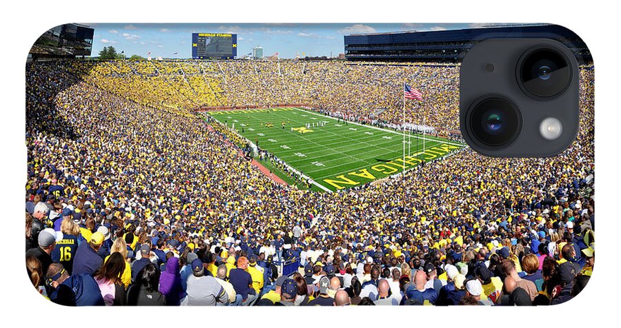 Michigan Stadium iPhone 14 Case featuring the photograph Michigan Stadium - Wolverines by Georgia Fowler