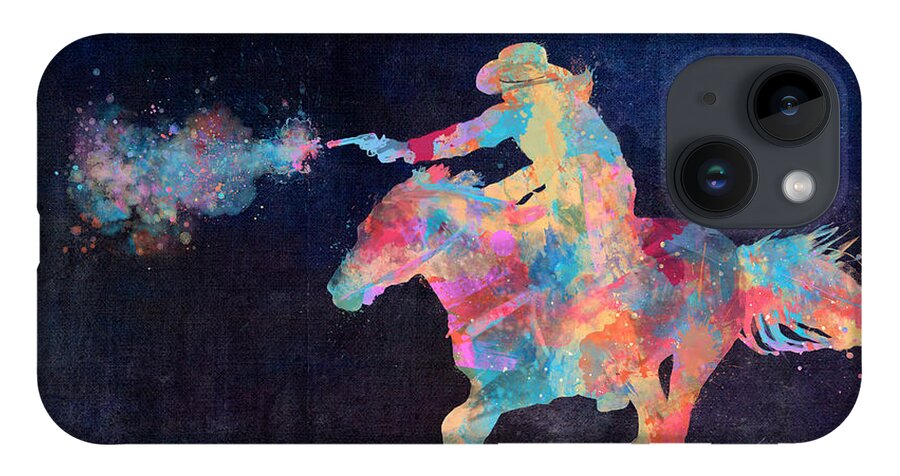 Cowgirl iPhone 14 Case featuring the digital art Midnight Cowgirls Ride Heaven Help the Fool Who Did Her Wrong by Nikki Marie Smith