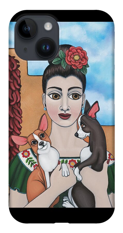 Chihuahua iPhone 14 Case featuring the painting Mis Carinos by Victoria De Almeida