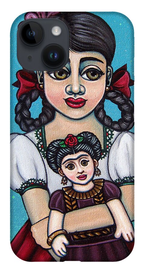 Frida iPhone 14 Case featuring the painting Missy Holding Frida by Victoria De Almeida