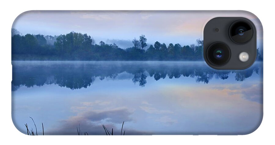 Feb0514 iPhone 14 Case featuring the photograph Mist Over Lackawanna Lake Pennsylvania by Tim Fitzharris