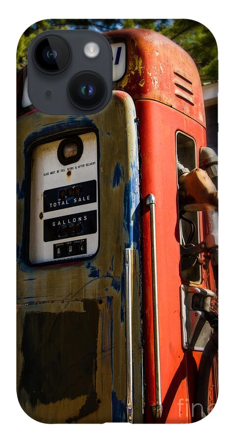 Diesel iPhone 14 Case featuring the photograph Mobilfuel Diesel Antique Gas Pump by Brenda Giasson