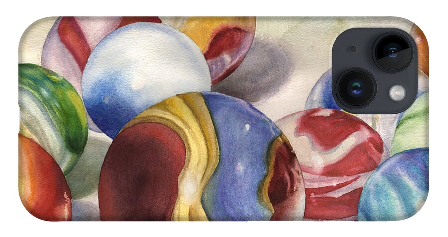 Marbles Painting iPhone Case featuring the painting Mom's Marble Shooter by Anne Gifford