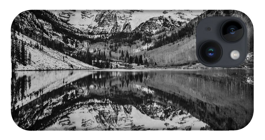 Maroon Bells iPhone 14 Case featuring the photograph Monochrome Maroon by Darren White