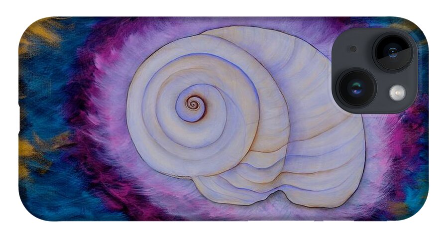 Shell Painting iPhone 14 Case featuring the painting Moon Snail by Deborha Kerr