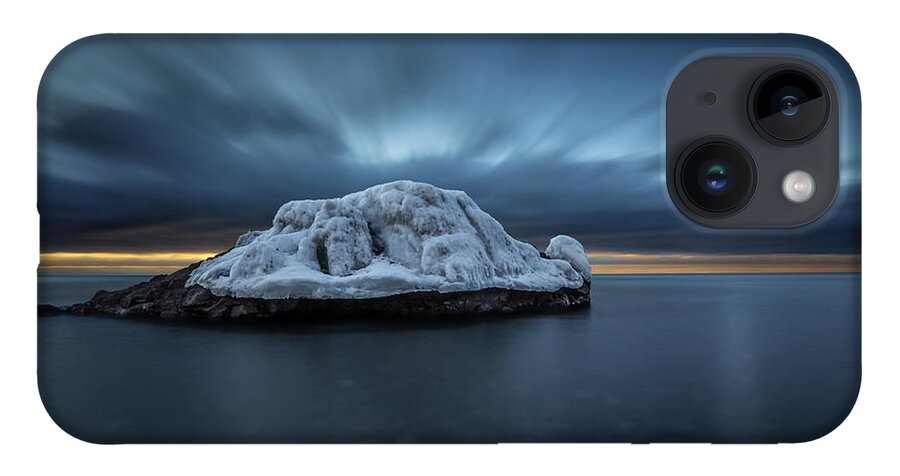 Awakening iPhone 14 Case featuring the photograph Moonset before Sunrise the Lutsen Rock by Jakub Sisak