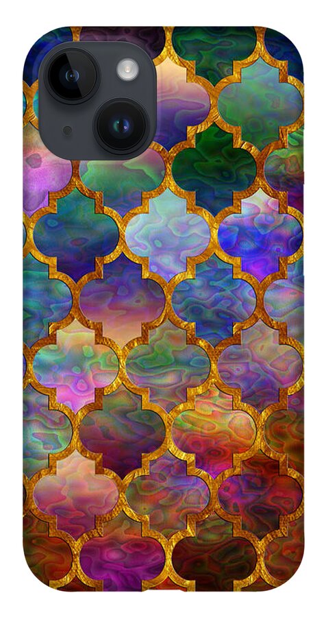 Moorish iPhone 14 Case featuring the digital art Moorish mosaic by Lilia D