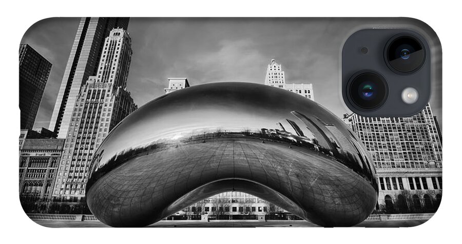 Chicago Cloud Gate iPhone Case featuring the photograph Morning Bean in Black and White by Sebastian Musial