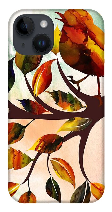 Bird iPhone 14 Case featuring the painting Morning Bird by Lilia D