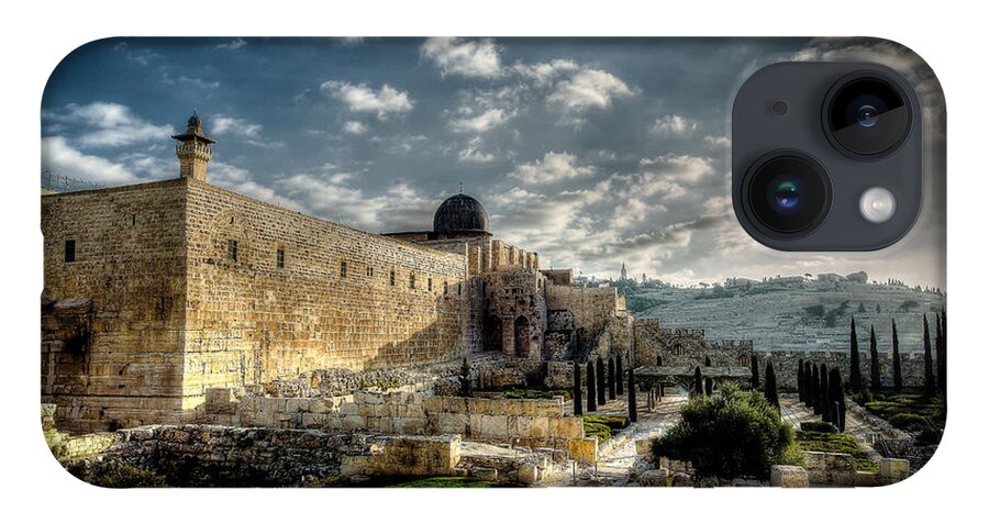 Israel iPhone 14 Case featuring the photograph Morning in Jerusalem HDR by David Morefield