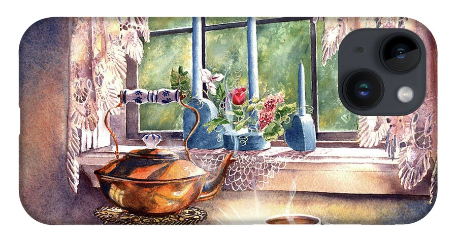 Copper Kettle iPhone 14 Case featuring the painting Morning Moment by Jill Westbrook