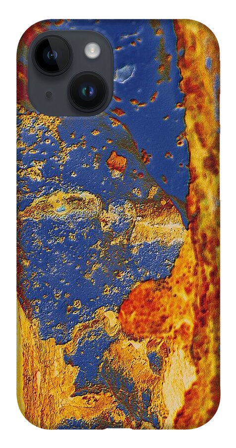Abstract iPhone 14 Case featuring the photograph Mortal Bleu Flambe by Laureen Murtha Menzl