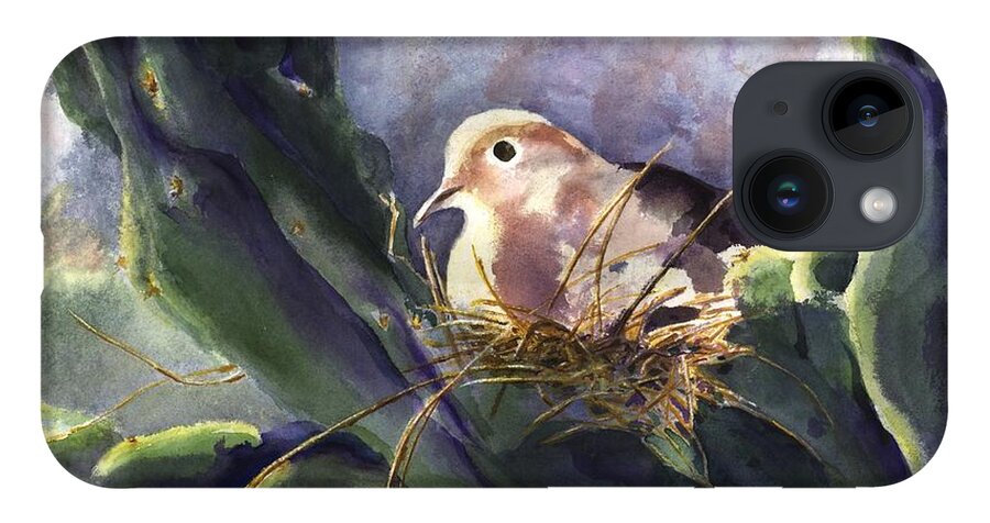 Doves iPhone 14 Case featuring the painting Patience is a Virtue by Maria Hunt
