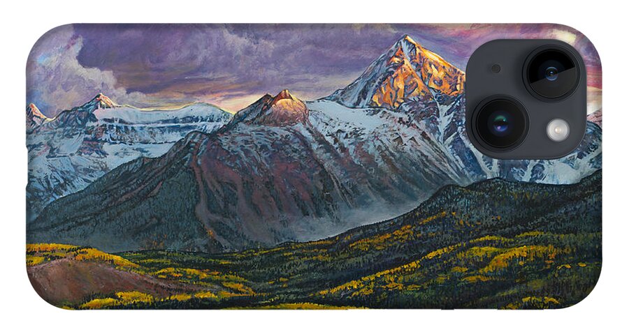 Sneffels iPhone 14 Case featuring the painting Mt. Sneffels by Aaron Spong
