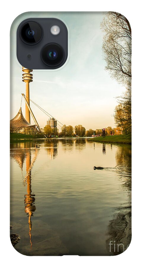 Architecture iPhone 14 Case featuring the photograph Munich - Olympiapark - Vintage by Hannes Cmarits