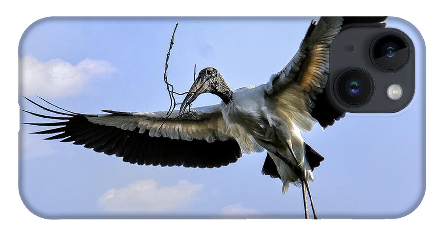 Florida iPhone 14 Case featuring the photograph Nest Building Woodstork by Donald Brown