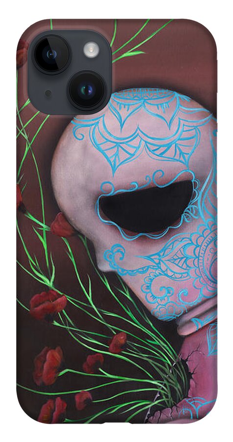 Day Of The Dead iPhone 14 Case featuring the painting New Life by Abril Andrade