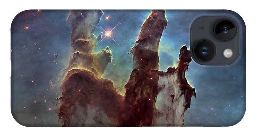 3scape iPhone Case featuring the photograph Hubble Pillars of Creation HD Square by Adam Romanowicz