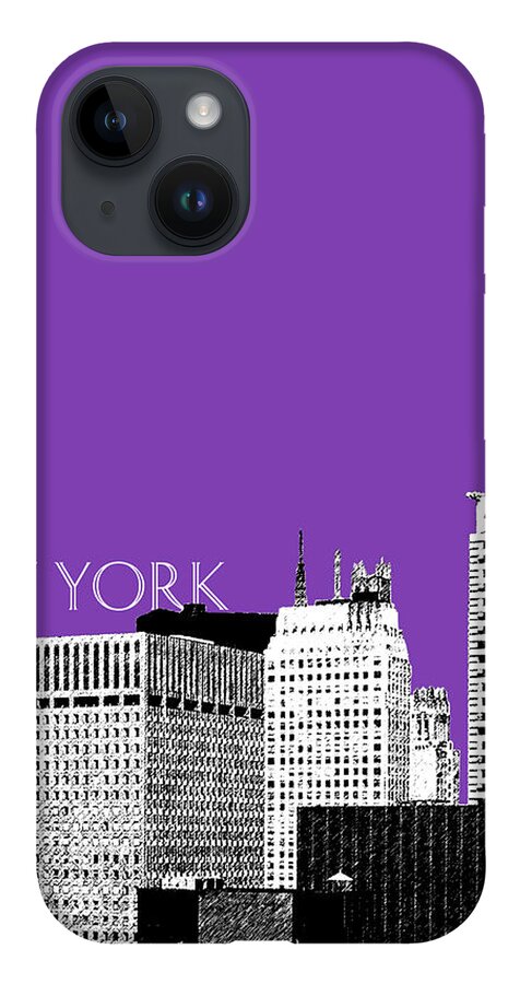 Architecture iPhone 14 Case featuring the digital art New York Skyline Chrysler Building - Purple by DB Artist
