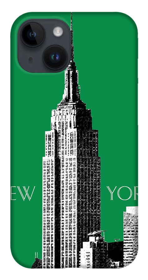 Architecture iPhone 14 Case featuring the digital art New York Skyline Empire State Building - Forest Green by DB Artist