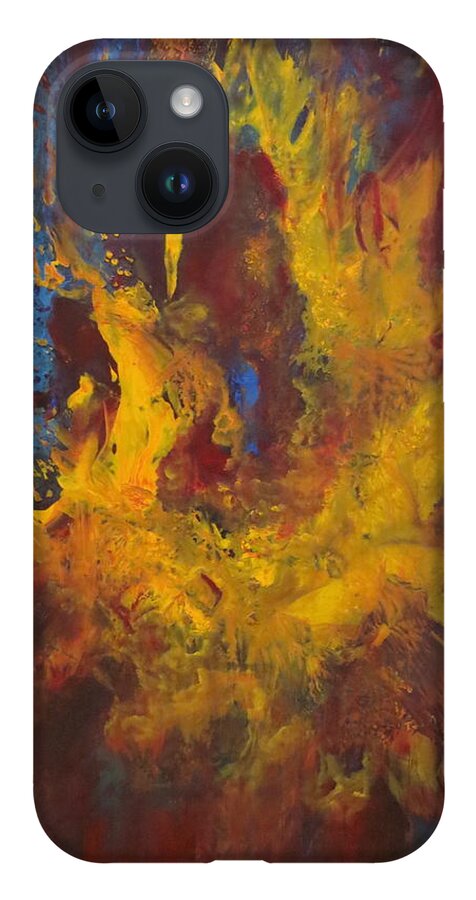 Abstract iPhone 14 Case featuring the painting Oasis by Soraya Silvestri