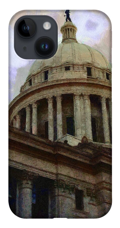 Architecture iPhone 14 Case featuring the painting Oklahoma Capital by Jeffrey Kolker