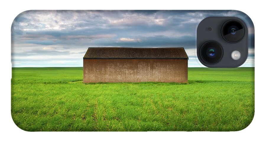Tranquility iPhone Case featuring the photograph Old Farm Shed In Green Wheat Field by Robert Lang Photography